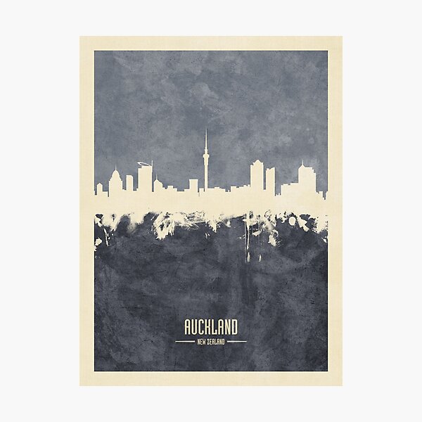 Aperçu de l'œuvre Auckland New Zealand Skyline créée et vendue par ArtPrints.