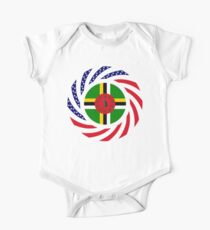 Dominica American Multinational Patriot Flag Series Short Sleeve Baby One-Piece