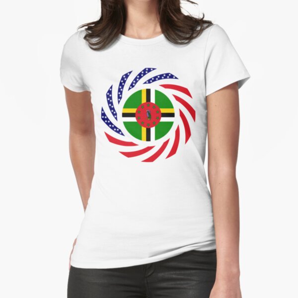 Dominica American Multinational Patriot Flag Series Fitted T-Shirt