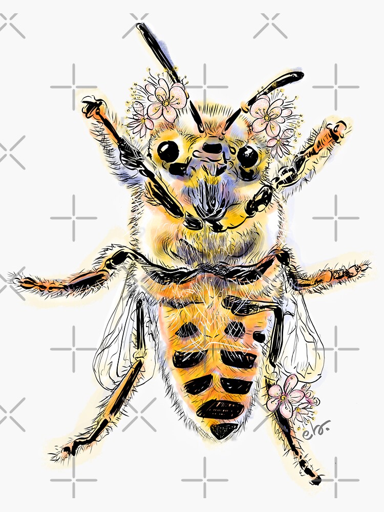 HoneyBee with mini flowers by ebozzastudio