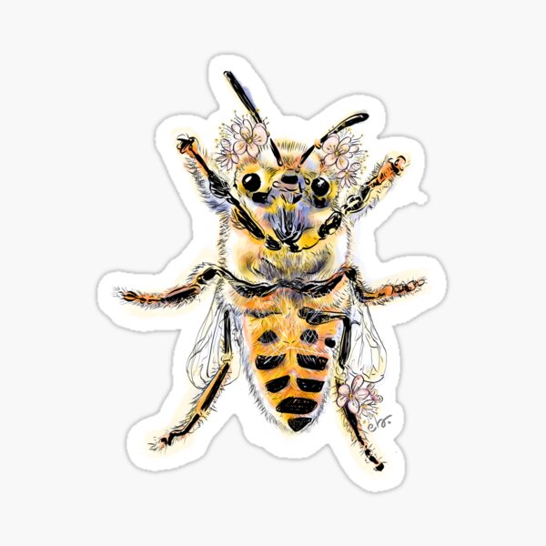 HoneyBee with mini flowers Sticker