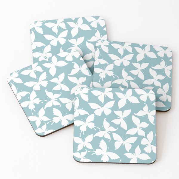 Item preview, Pretty White and Light Teal Blue Butterfly Print designed and sold by cgroenewald.