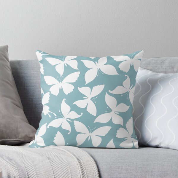 Item preview, Pretty White and Light Teal Blue Butterfly Print designed and sold by cgroenewald.