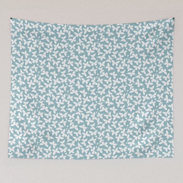 Item preview, Pretty White and Light Teal Blue Butterfly Print designed and sold by cgroenewald.