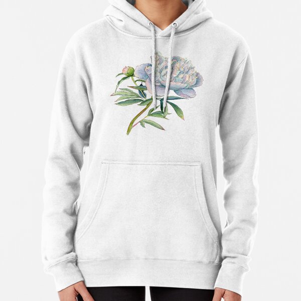 Peony in watercolor and ink by farrahdelle Pullover Hoodie
