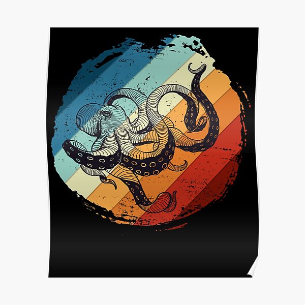 Retro octopus Poster