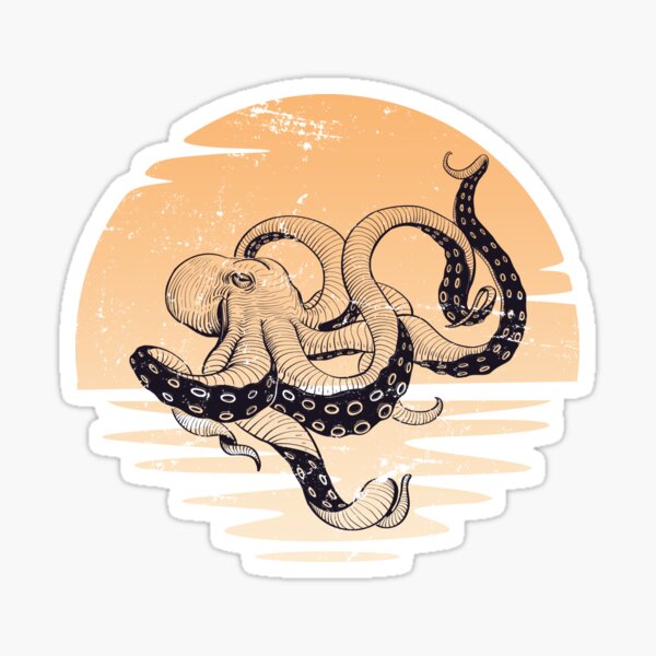 Sunset octopus Sticker