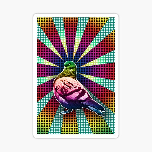 Angry Pigeon - Colorful Funny Bird - Pop Art Comic Style Sticker