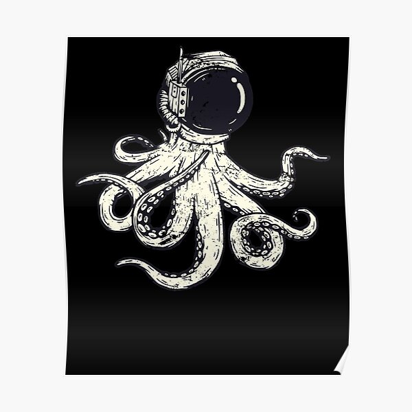 Astronaut octopus Poster