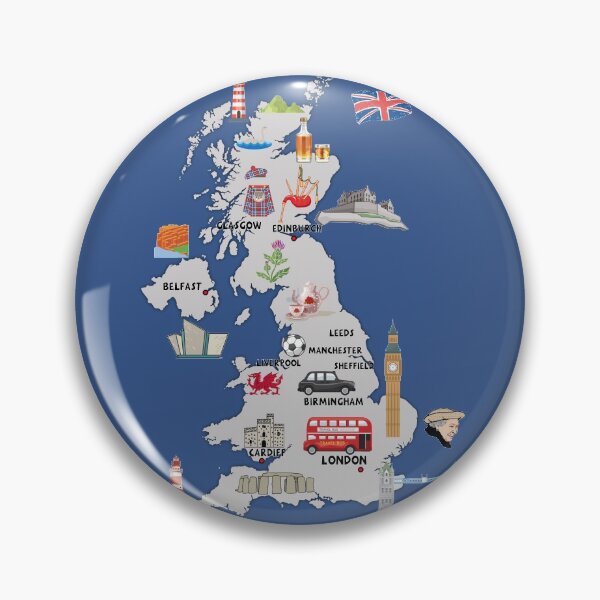 Item preview, UK map illustrated map of United Kingdom showing the top attractions and landmarks  designed and sold by mashmosh.