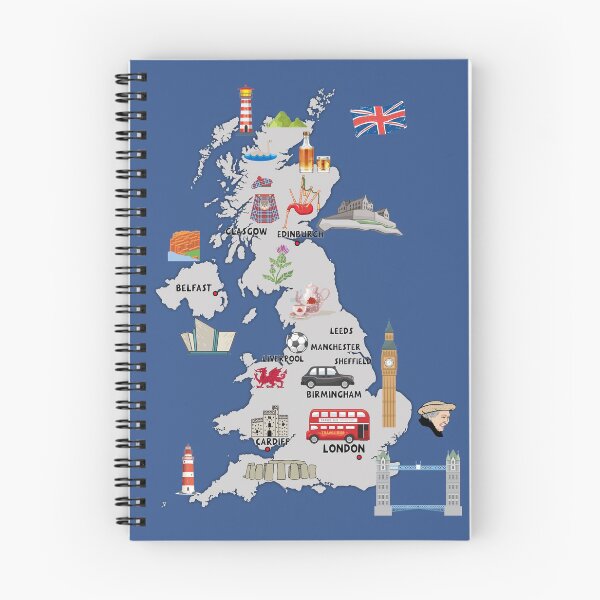 Item preview, UK map illustrated map of United Kingdom showing the top attractions and landmarks  designed and sold by mashmosh.