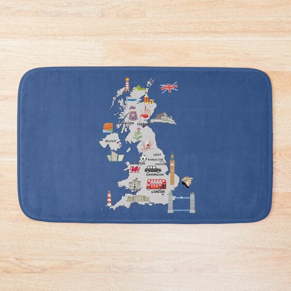 Item preview, UK map illustrated map of United Kingdom showing the top attractions and landmarks  designed and sold by mashmosh.
