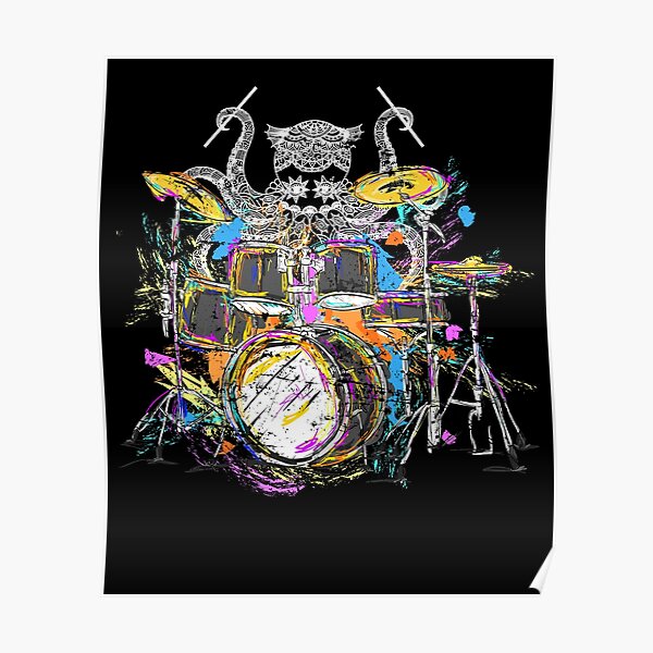 Drummer drums octopus Poster
