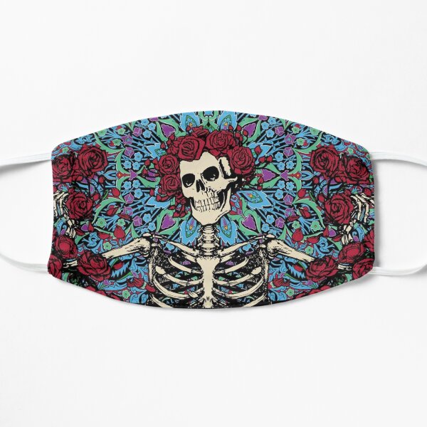 Rosas esqueleto retro Mascarilla plana