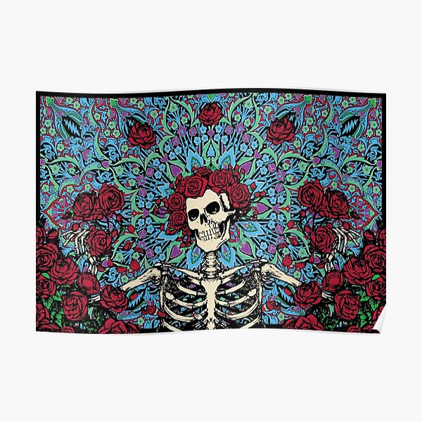 Retro Skeleton Roses Poster