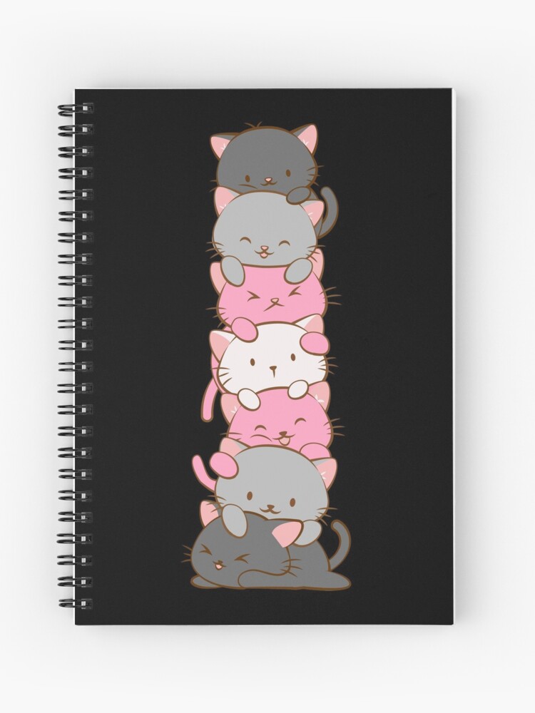 Demigirl Pride Flag Kawaii Cats Spiral Notebook for Sale by Irene