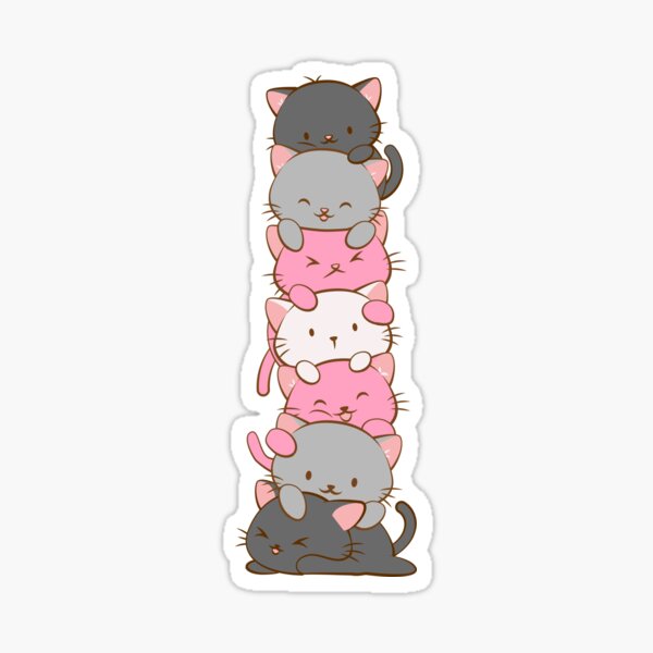 Demigirl Pride Flag Kawaii Cats Sticker