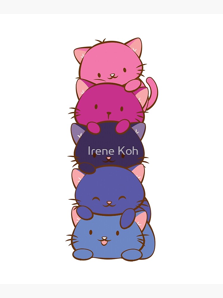 Kawaii Cat Pile Bisexual Sticker – Irene Koh Studio