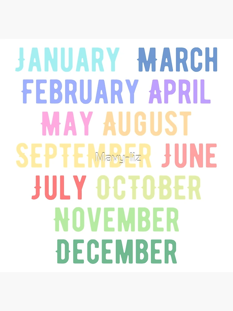 Bujo Months Rainbow Pastel Art Board Print for Sale by Mavy-liz