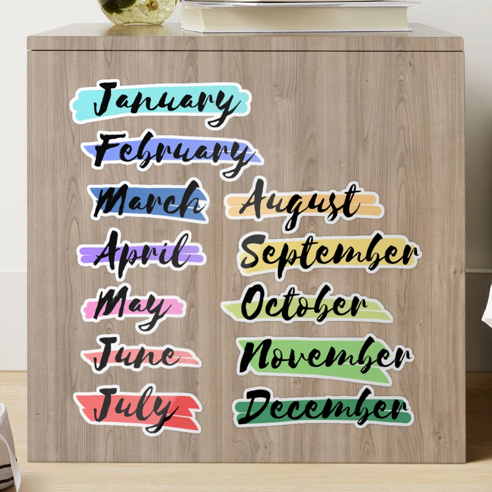 Rainbow Month Headers  Hand Lettered Planner Stickers – River & Ink