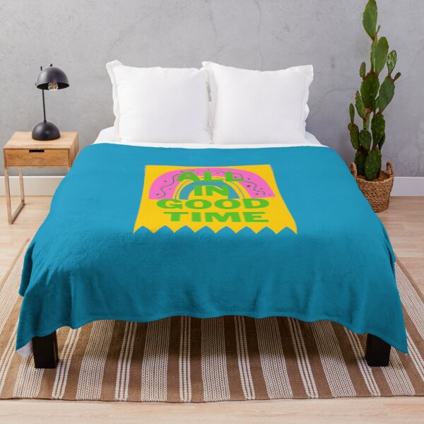 Item preview, ALL IN GOOD TIME design on yellow background with a pink rainbow designed and sold by VADIMproducts.