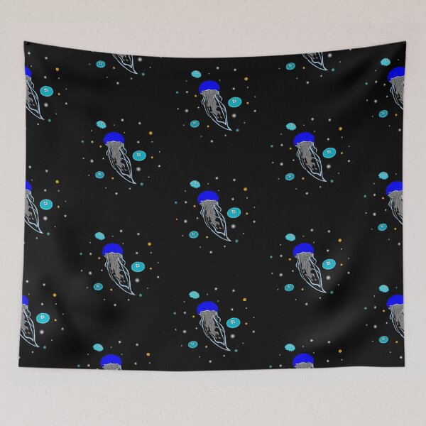 Item preview, Blue Jelly Fish in dark ocean artwork  designed and sold by SGS-.