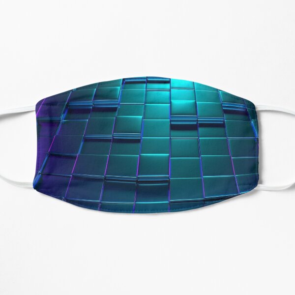 Cube Purple Blue Squares Pattern Flat Mask