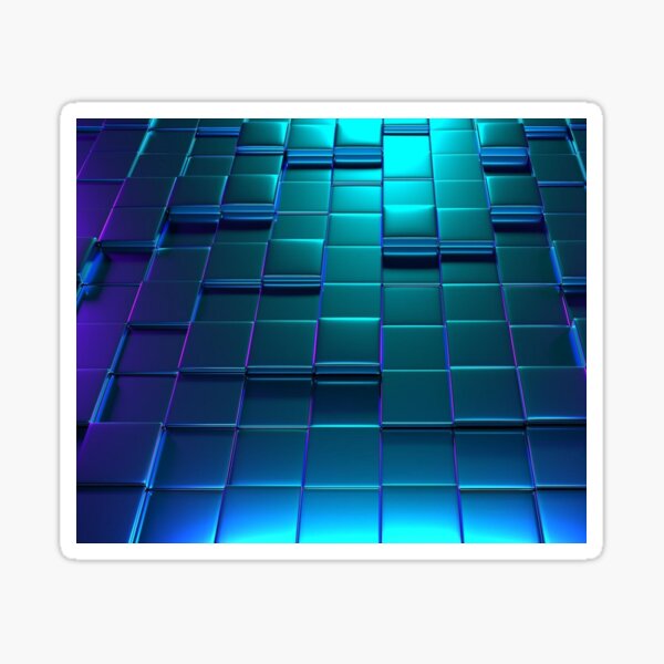 Cube Purple Blue Squares Pattern Sticker