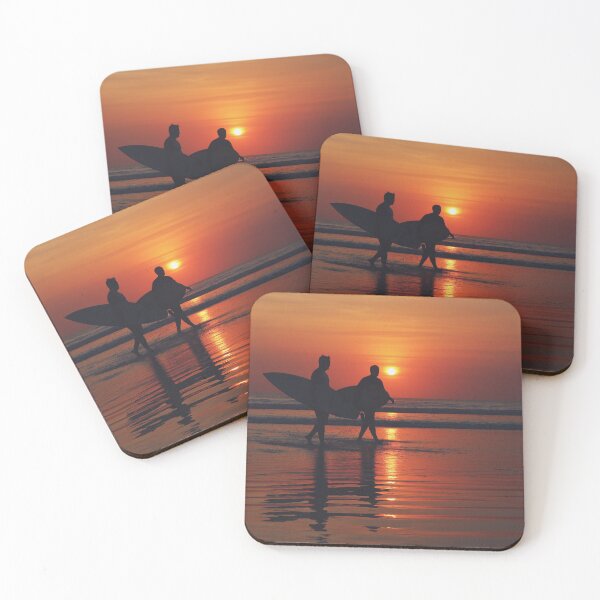 Item preview, Surfers silhouette at sunset in Bali designed and sold by baligaia.
