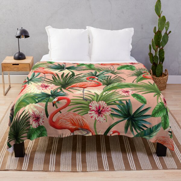 Item preview, Pink flamingos, palm leaves, tropical, Hollywood, blush designed and sold by chrissyink.