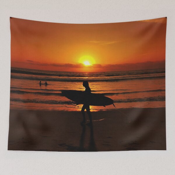 Item preview, Surfer silhouette at sunset in Bali designed and sold by baligaia.