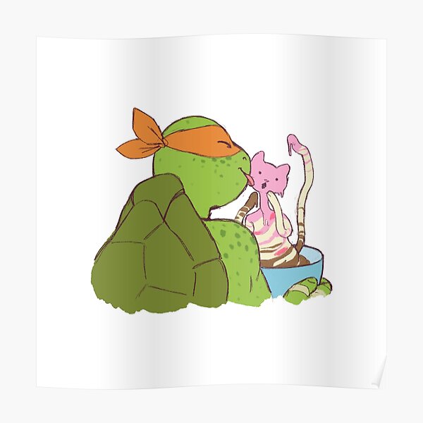 Mikey & Ice Cream Kitty - TMNT Poster