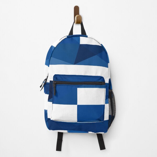 Item preview, Bandera de Grecia de baja poligrafía: diseño geométrico de rayas azules y blancas designed and sold by OrangePoly.