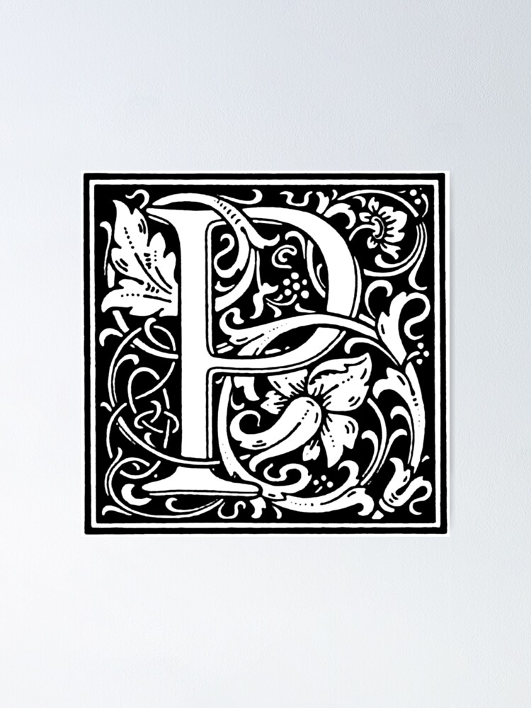 William Morris Renaissance Style Cloister Alphabet Letter P