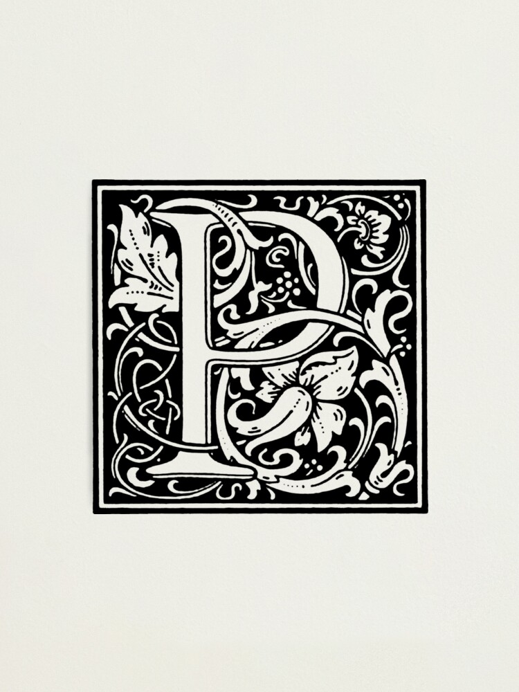William Morris Renaissance Style Cloister Alphabet Letter P