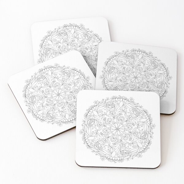 Mandala fleuri Dessous de verre (lot de 4)