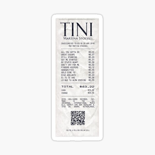 tini debut album receipt Sticker