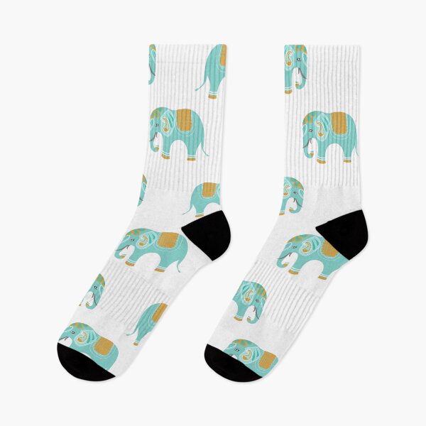 Item preview, Indian motif design tiny elephant cute print in blue designed and sold by shreya ranjan.
