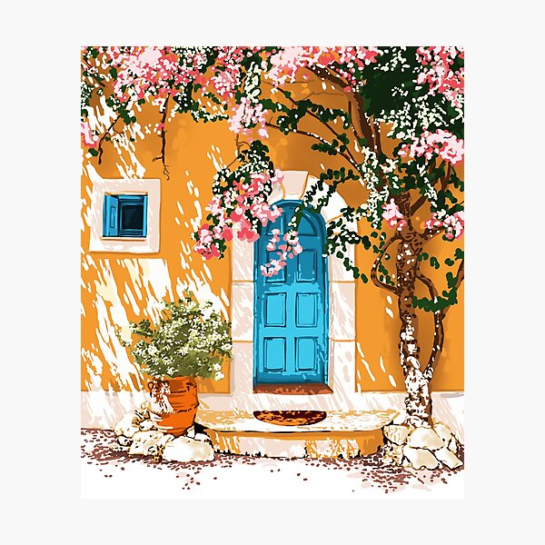 Oh The Places You Will Go | Spanish Bougainvillea Villa architecture Buildings | Boho Summer Travel Photographic Print