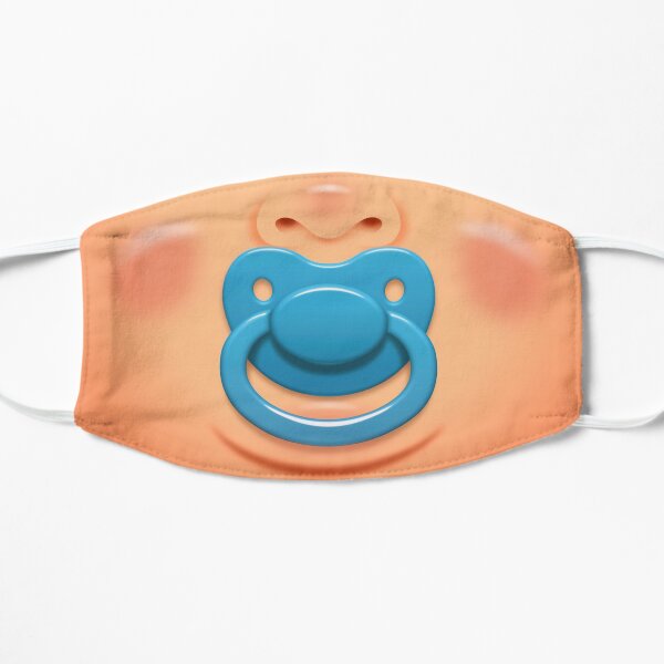 Baby face with blue pacifier/dummy - skin 0 Flat Mask