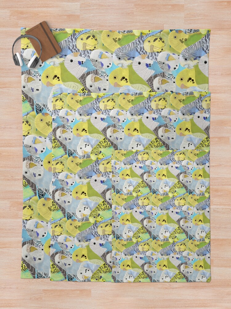 Thumbnail 5 of 6, Throw Blanket, Budgie Parakeets designed and sold by amymh.