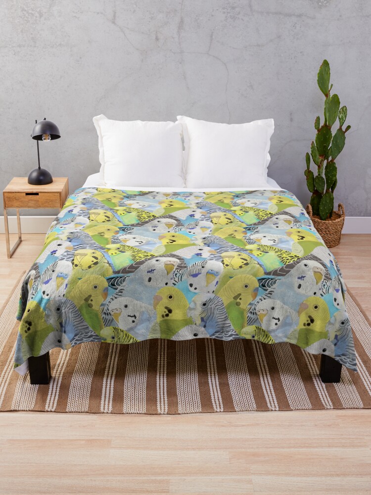 Thumbnail 1 of 6, Throw Blanket, Budgie Parakeets designed and sold by amymh.