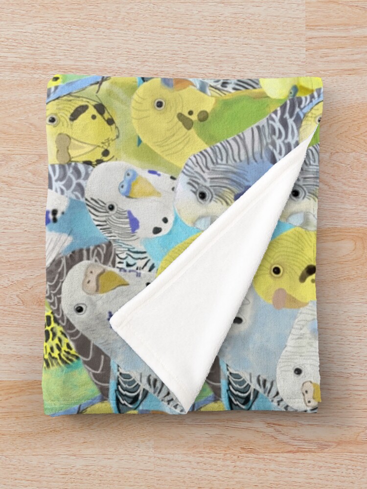 Thumbnail 3 of 6, Throw Blanket, Budgie Parakeets designed and sold by amymh.