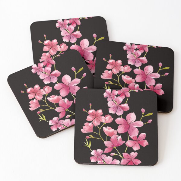 Item preview, Aesthetic Pink Spring Blossom on Black  designed and sold by misskrisnov.