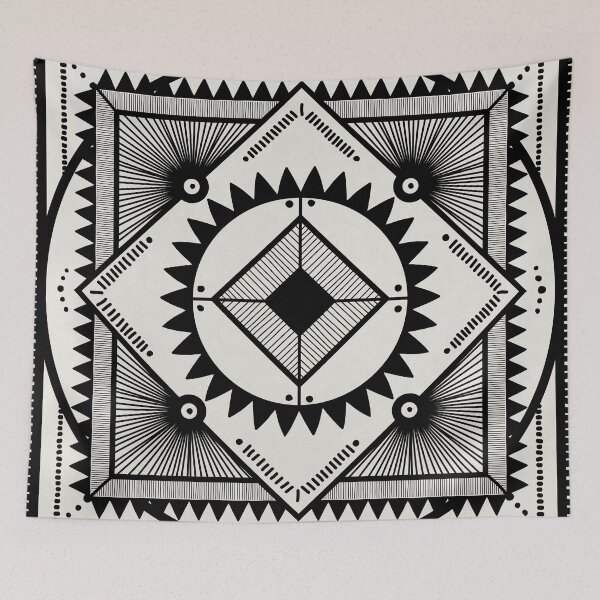 Item preview, Western tribal square mandala 2 - black on neutral designed and sold by misentangled.