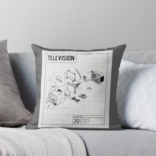 Item preview, Television Tshirt Tee Shirt Vintage Retro Schematic Black and White B&W Cute Funny Kawaii Graphic Cartoony Design for Apparel Accessories Home Decor Skins Totes Bags Wall Art Stickers designed and sold by Rocbebe.