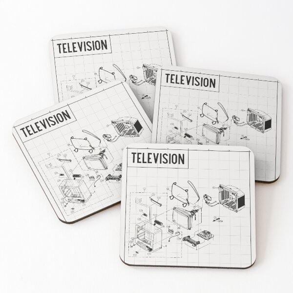 Item preview, Television Tshirt Tee Shirt Vintage Retro Schematic Black and White B&W Cute Funny Kawaii Graphic Cartoony Design for Apparel Accessories Home Decor Skins Totes Bags Wall Art Stickers designed and sold by Rocbebe.