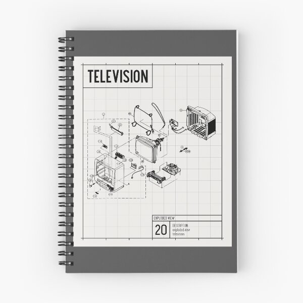 Item preview, Television Tshirt Tee Shirt Vintage Retro Schematic Black and White B&W Cute Funny Kawaii Graphic Cartoony Design for Apparel Accessories Home Decor Skins Totes Bags Wall Art Stickers designed and sold by Rocbebe.