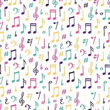 Artwork thumbnail, Colorful Music Notes Pattern by cursotti