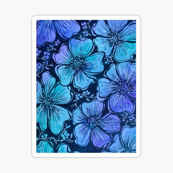 Vista previa del artículo con la obra «Flor azul», diseñado y vendido por Theresa Wheatley.